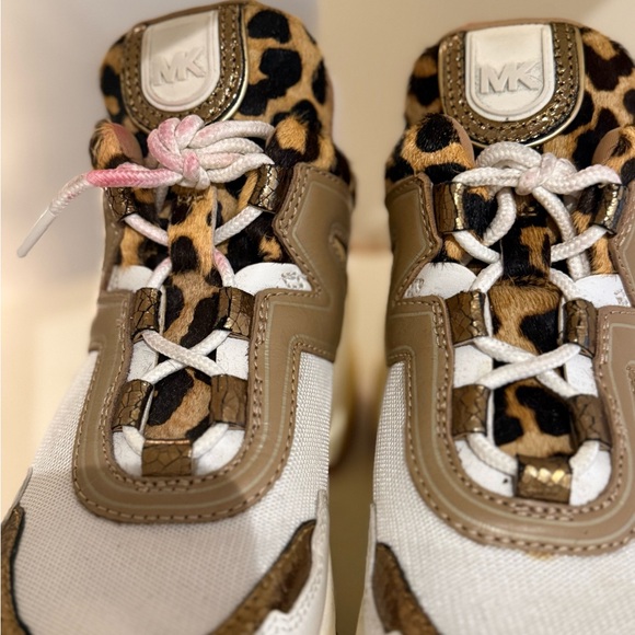 Michael Kors Leopard Print White Red Gold Olympia Trainer Size 6M - Picture 6 of 12